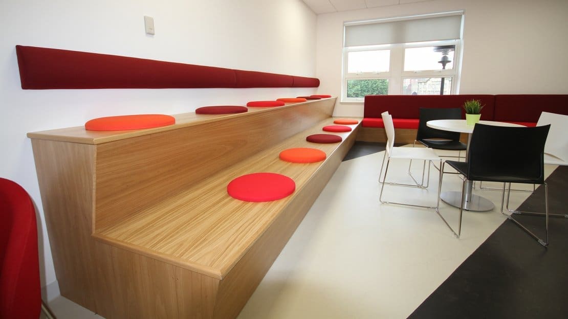Breakout Area with long seating Breakout Area with long seating