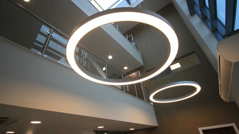 Office feature lighting by Ben Johnson Interiors
