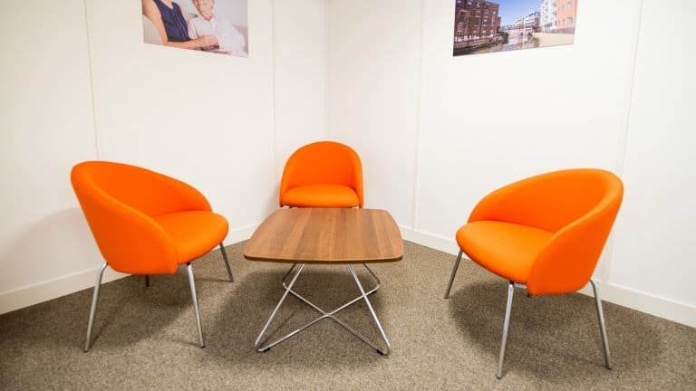 Orange reception chairs
